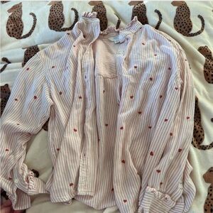 Time and Tru Pink and White Striped Top